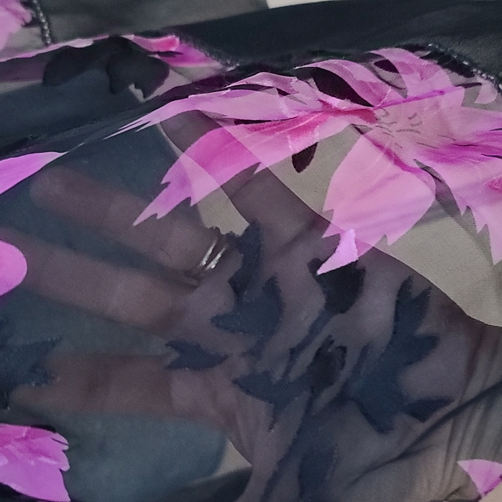 EGYPT Black Purple Floral Rectangular Scarf Semi Sheer Burnout Wrap Shayla Hijab - Picture 12 of 16